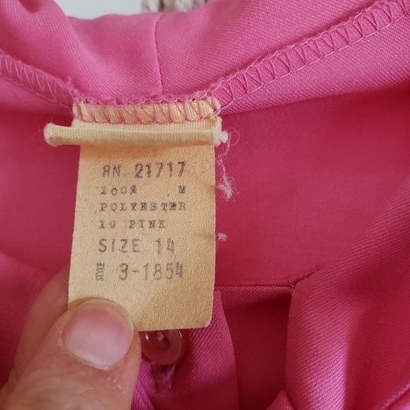 Vintage Pink tie and ruffle neck blouse size 14 - Picture 2 of 3